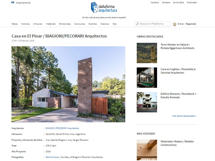 Plataforma Arquitectura. Casa en El Pinar. 2015